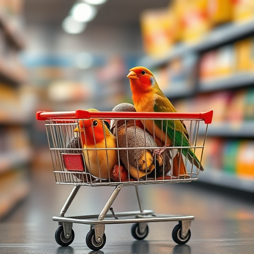 Checkout cart filled with bird
