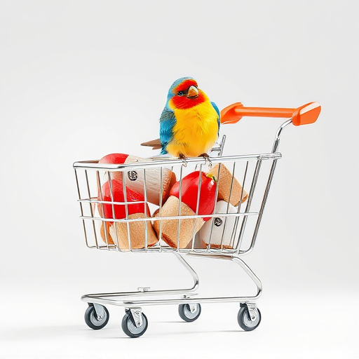 Checkout cart filled with bird