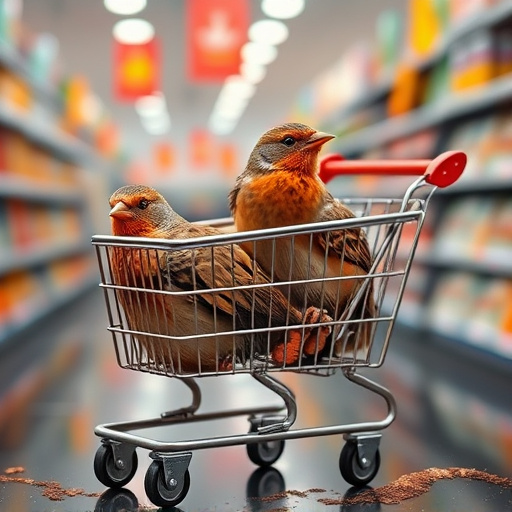 Checkout cart filled with bird