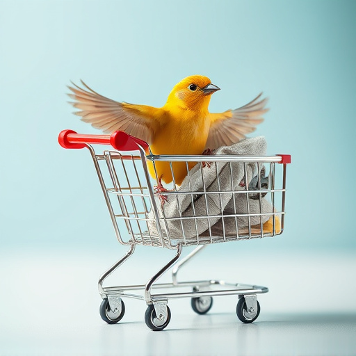 Checkout cart filled with bird