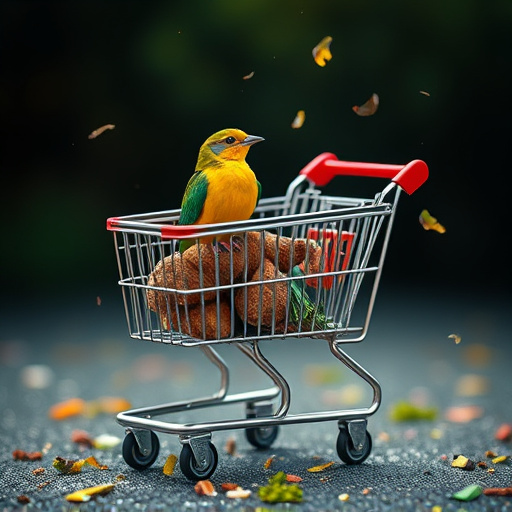 Checkout cart filled with bird