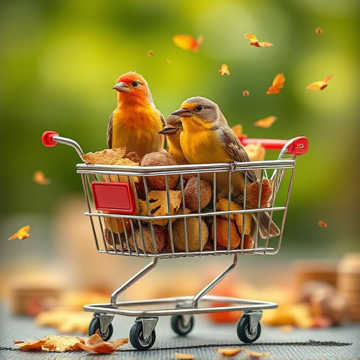 Checkout cart filled with bird