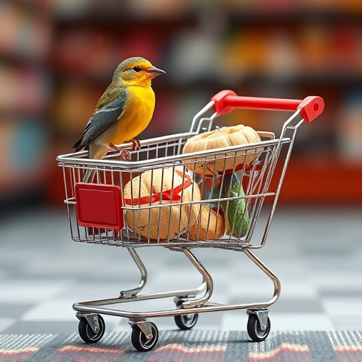Checkout cart filled with bird