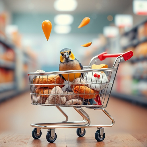 Checkout cart filled with bird