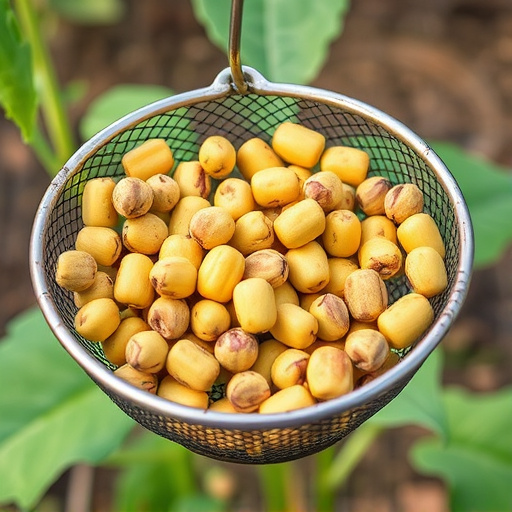 Clean sunflower hearts in metal mesh feeder