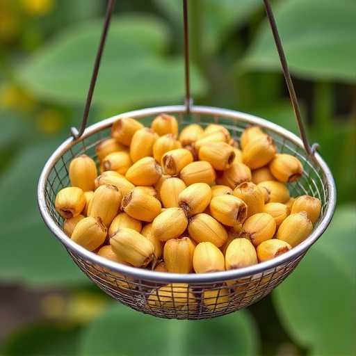 Clean sunflower hearts in metal mesh feeder