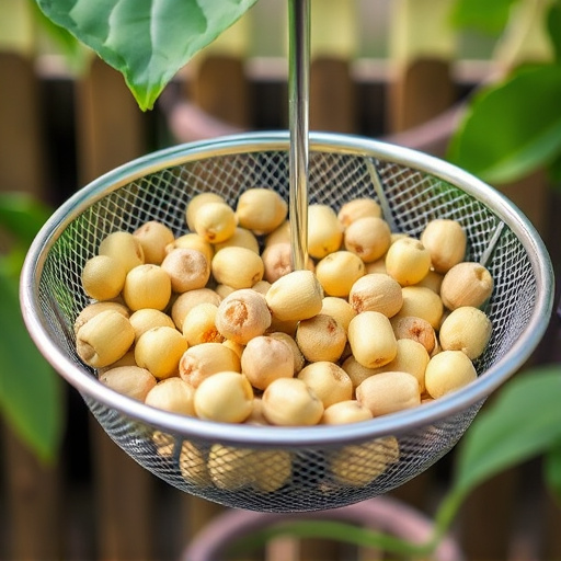 Clean sunflower hearts in metal mesh feeder