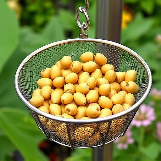 Clean sunflower hearts in metal mesh feeder