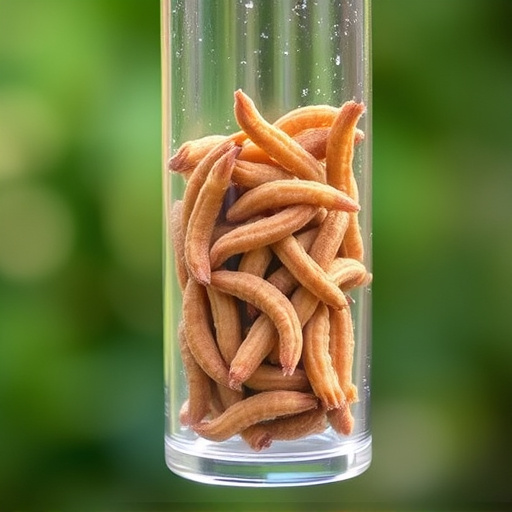 Clear tube feeder filled with dried mealworms
