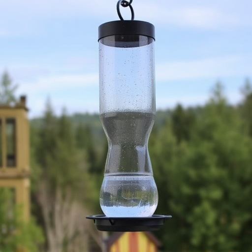 Clever baffle installed above hanging feeder