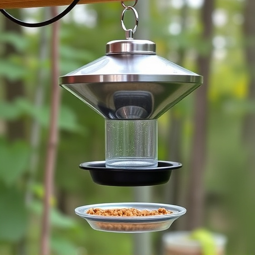 Clever baffle installed above hanging feeder