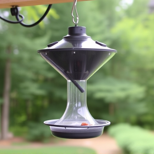 Clever baffle installed above hanging feeder