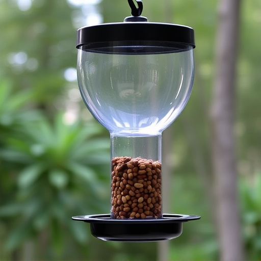 Clever baffle installed above hanging feeder
