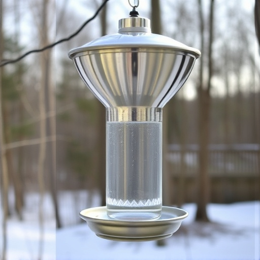 Clever baffle installed above hanging feeder