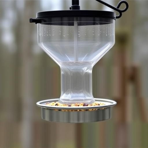 Clever baffle installed above hanging feeder
