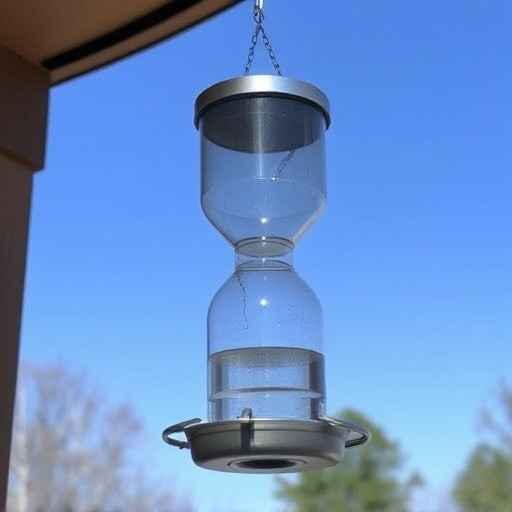 Clever baffle installed above hanging feeder