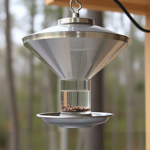 Clever baffle installed above hanging feeder