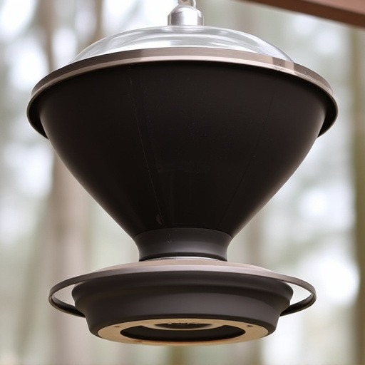 Clever baffle installed above hanging feeder
