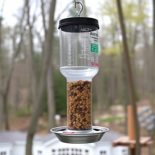 Clever baffle installed above hanging feeder