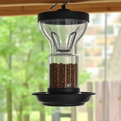 Clever baffle installed above hanging feeder