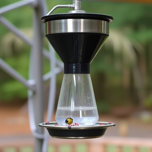 Clever baffle installed above hanging feeder