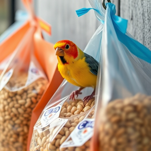 Close-up of affordable bird food bags