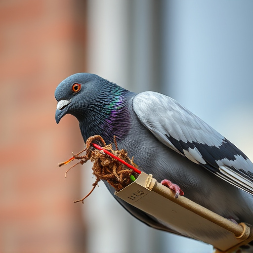 Close-up of anti-pigeon feeding mechanism
