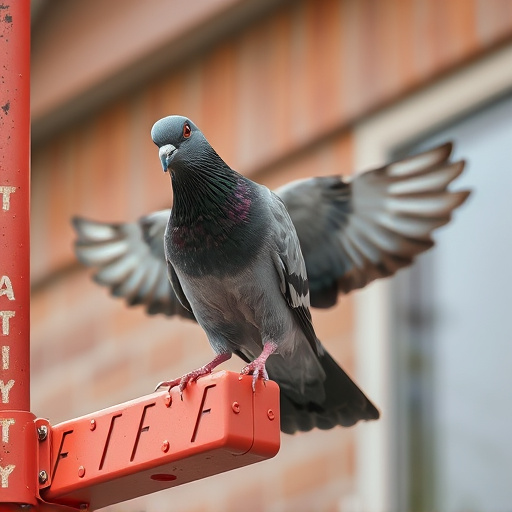Close-up of anti-pigeon feeding mechanism