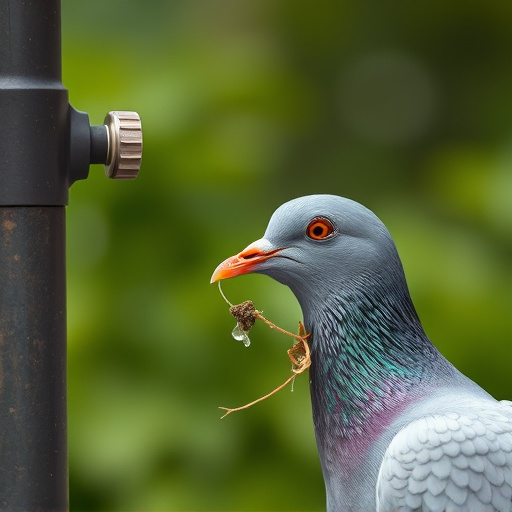 Close-up of anti-pigeon feeding mechanism