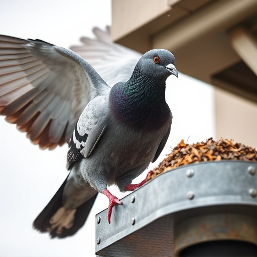 Close-up of anti-pigeon feeding mechanism