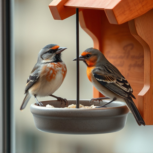 Close-up of birds at window feeder