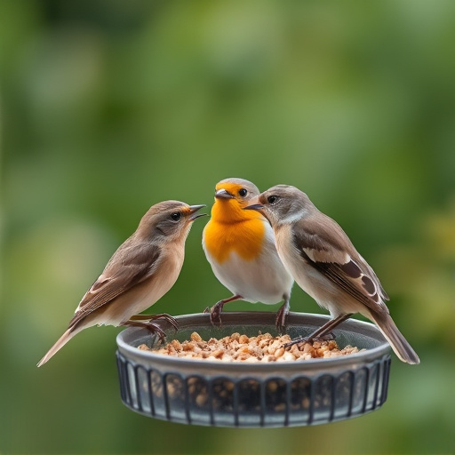 Close-up of birds at window feeder