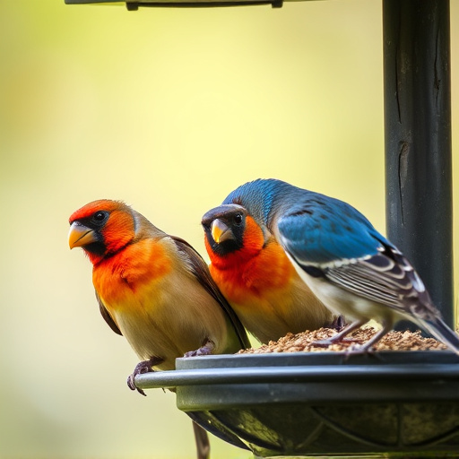 Close-up of birds on feeding station