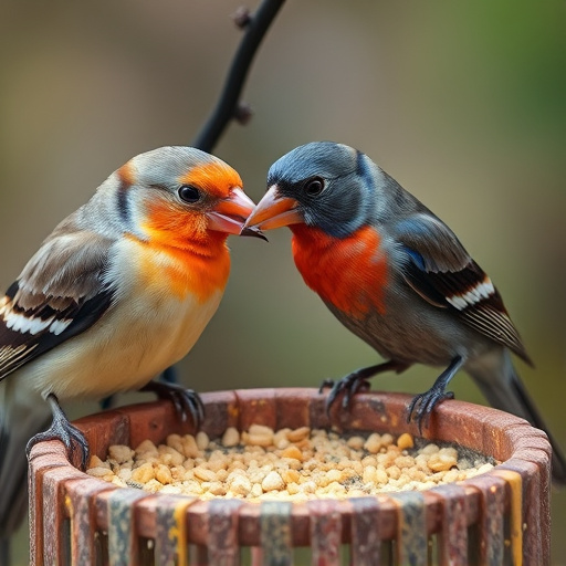Close-up of birds on feeding station