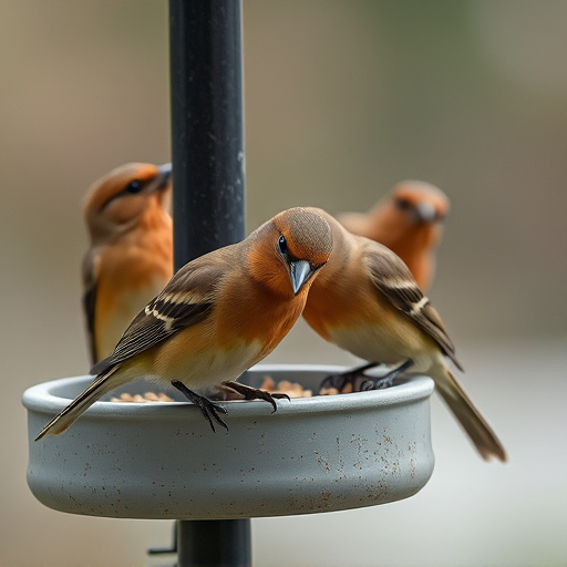 Close-up of birds on feeding station