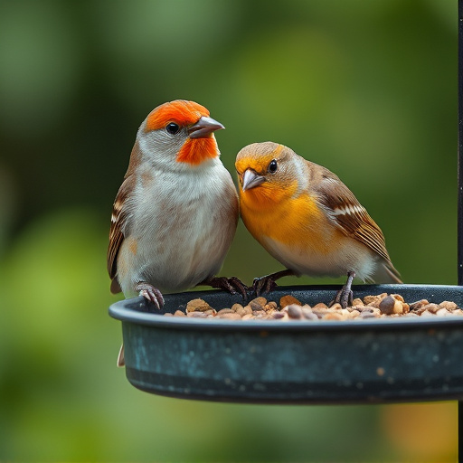 Close-up of birds on feeding station