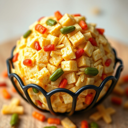 Close-up of filled fat ball holder