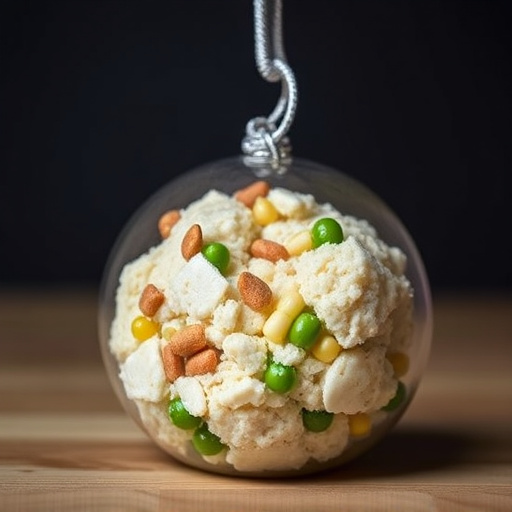 Close-up of filled fat ball holder