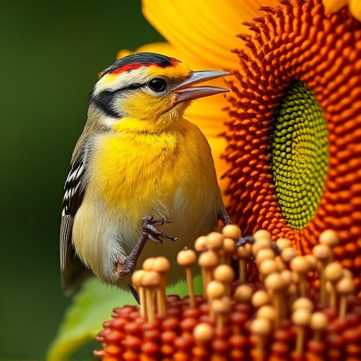 Close-up of finch cracking sunflower seed