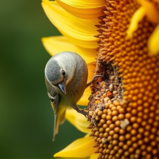 Close-up of finch cracking sunflower seed