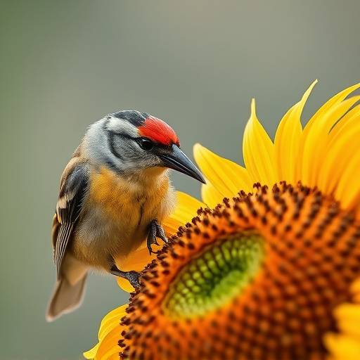 Close-up of finch cracking sunflower seed