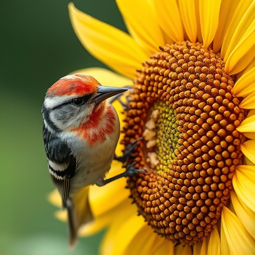 Close-up of finch cracking sunflower seed