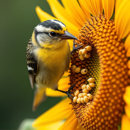Close-up of finch cracking sunflower seed