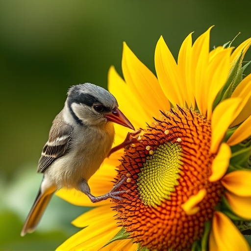 Close-up of finch cracking sunflower seed