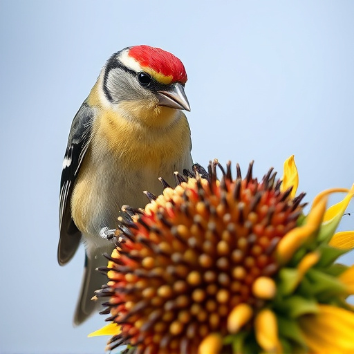 Close-up of finch cracking sunflower seed