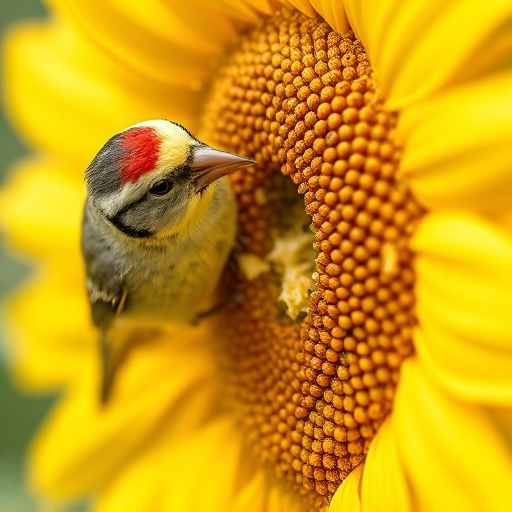 Close-up of finch cracking sunflower seed