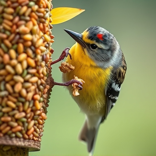 Close-up of finch cracking sunflower seed