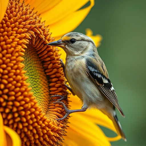 Close-up of finch cracking sunflower seed