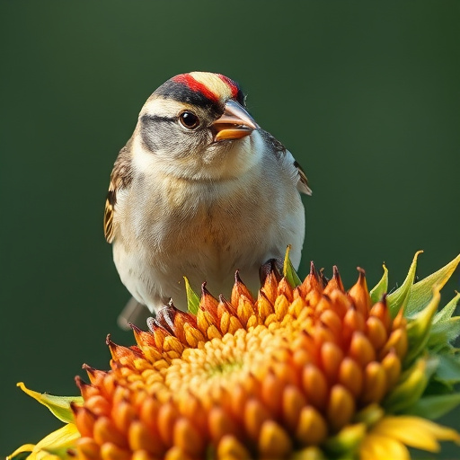 Close-up of finch cracking sunflower seed
