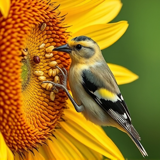 Close-up of finch cracking sunflower seed